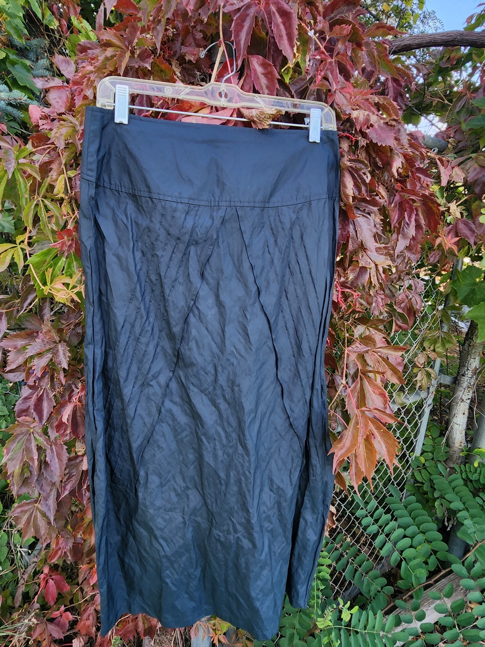 Roni Rabl Black Crinkled Maxi Skirt Metallic Blend Wide Voluminous Avant-Garde